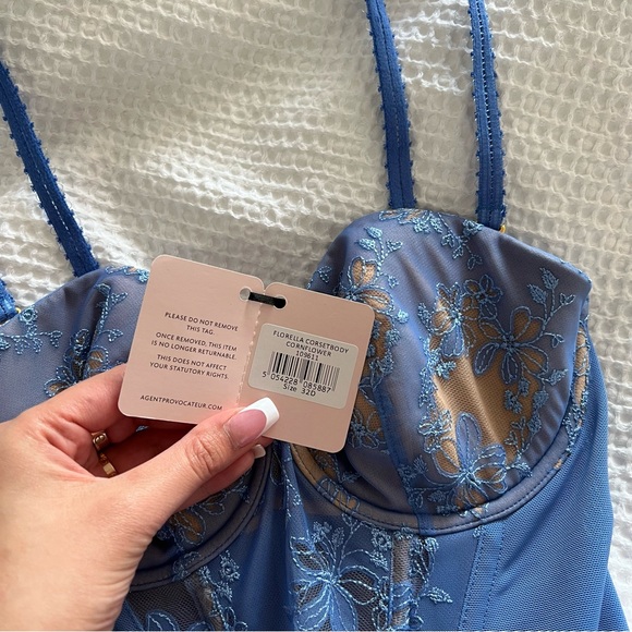 NWT Agent Provocateur Florella Corset Bodysuit Cornflower 32D - Picture 7 of 12